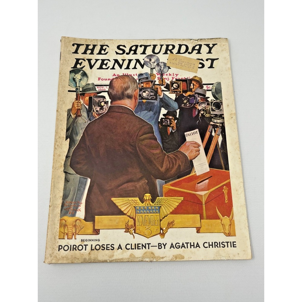 Saturday Evening Post Nov 7 1936 Agatha Christie Poirot Loses Client Magazine